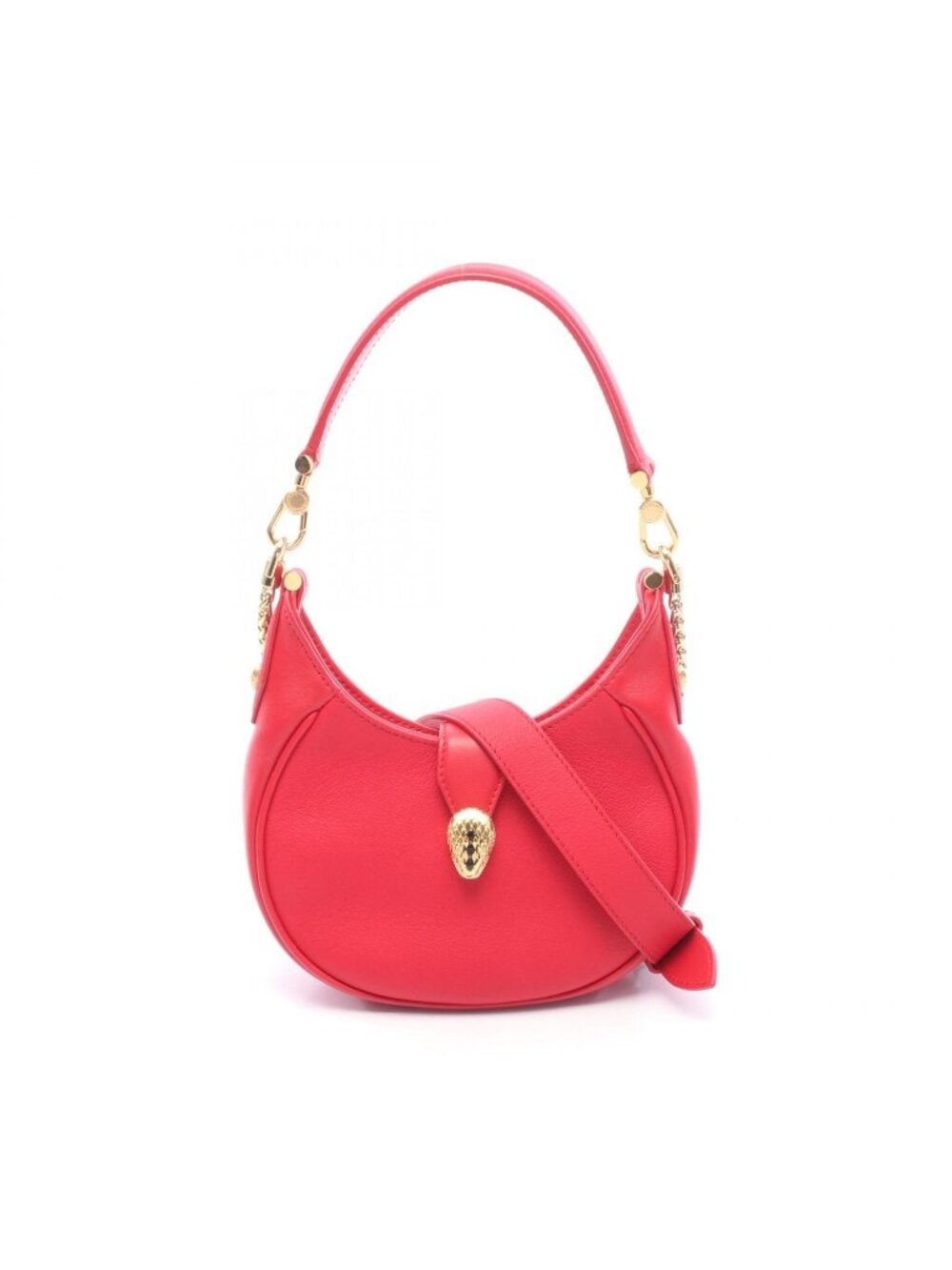 Bvlgari Shoulder Bag Serpenti Ellipse Small 2-Way Red Leather